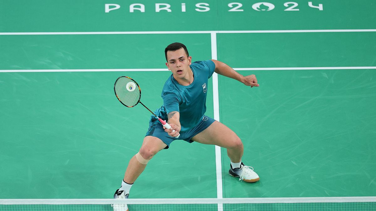 Rogerio Junior Xavier de Oliveira of Team Brazil competes ahead of the Badminton at Paralympics 2024: