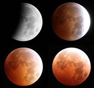 Images showing a lunar eclipse that occurred on Oct. 7, 2014.