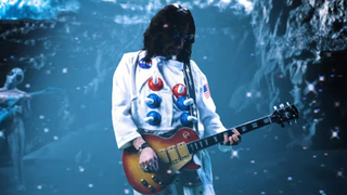 A still from Ace Frehley's video for Walkin' On The Moon