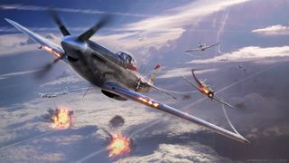 War Thunder art - military planes engaged in a dogfight