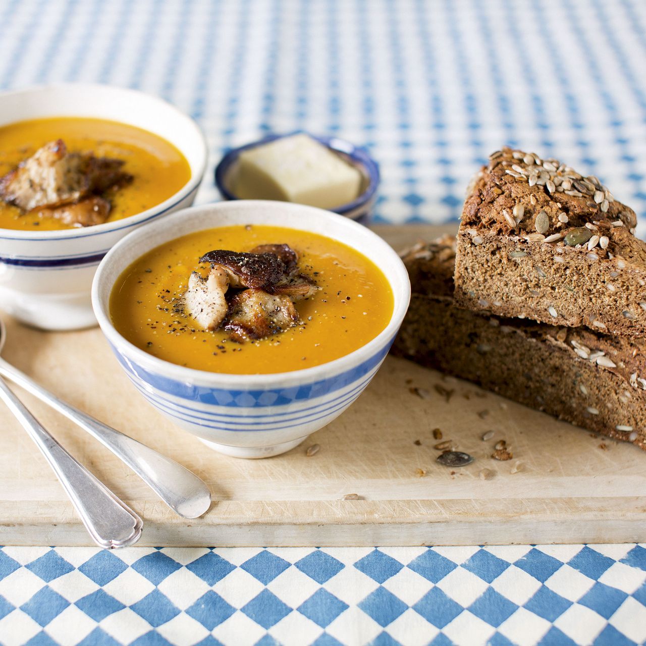 Photo of Butternut Squash Soup with shiitake mushrooms &amp; rye soda bread