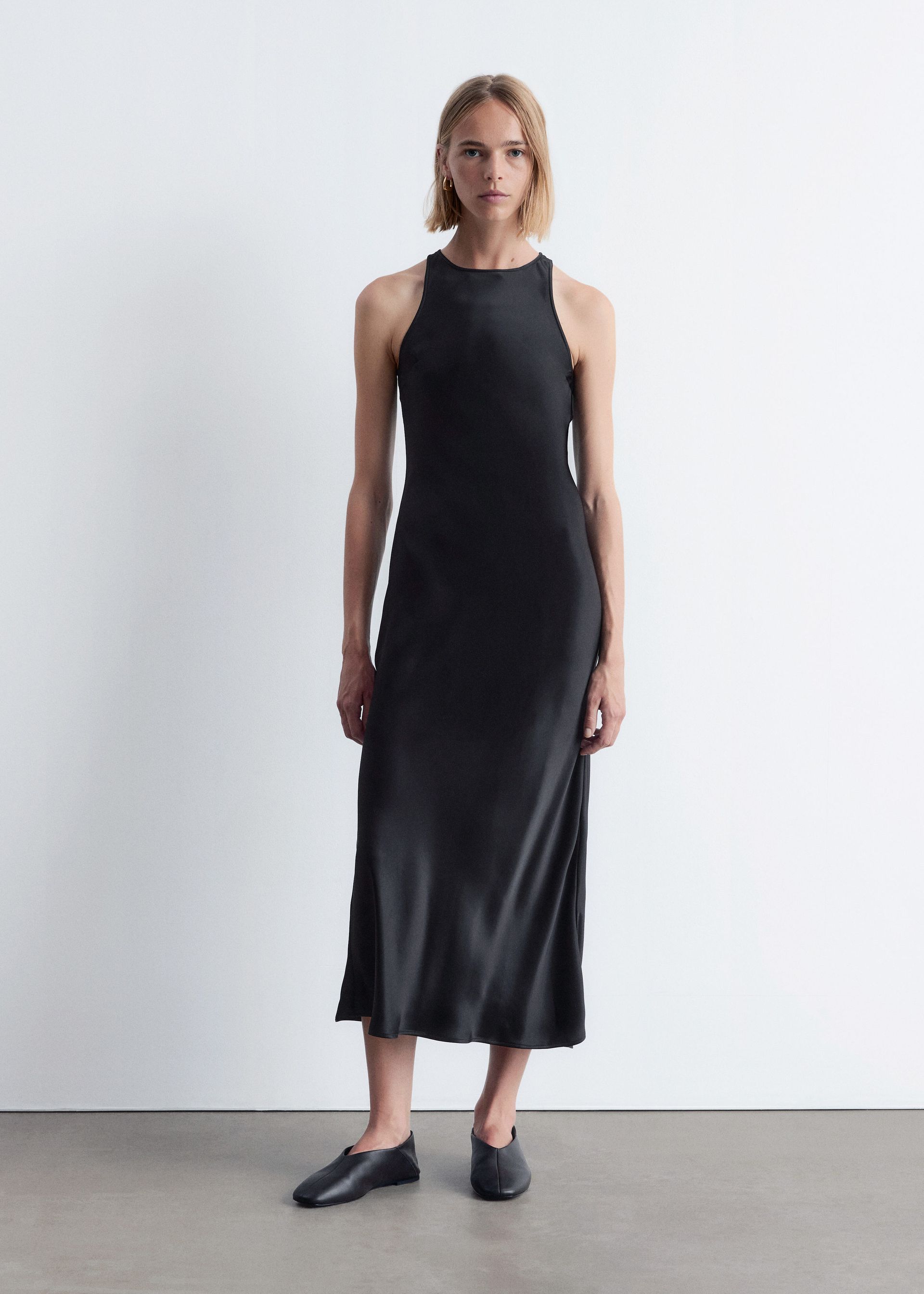 Sleeveless Satin Midi Dress