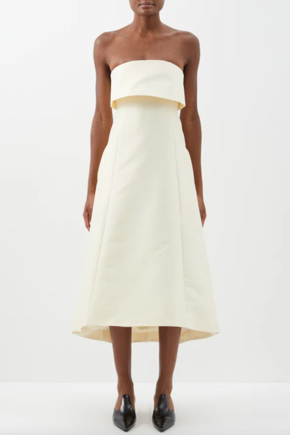 Best hen party dresses: Toteme Rent Strapless cotton-blend midi dress