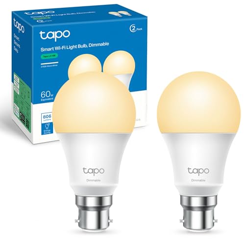 Tapo L510b (2-Pack) Smart Bulb, B22 Led Light Bulb, Alexa Light Bulbs, Dimmable Bulb,energy Monitoring, 8.3w (60w), Schedule &amp;amp; Timer, Away Mode, Energy Saving, Voice Control With Alexa&amp;amp;google