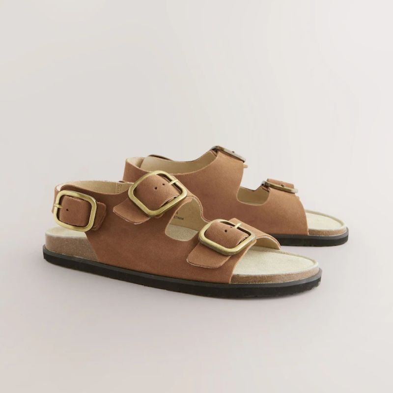 Next , Leather Forever Comfort Double Strap Footbed Sandals
