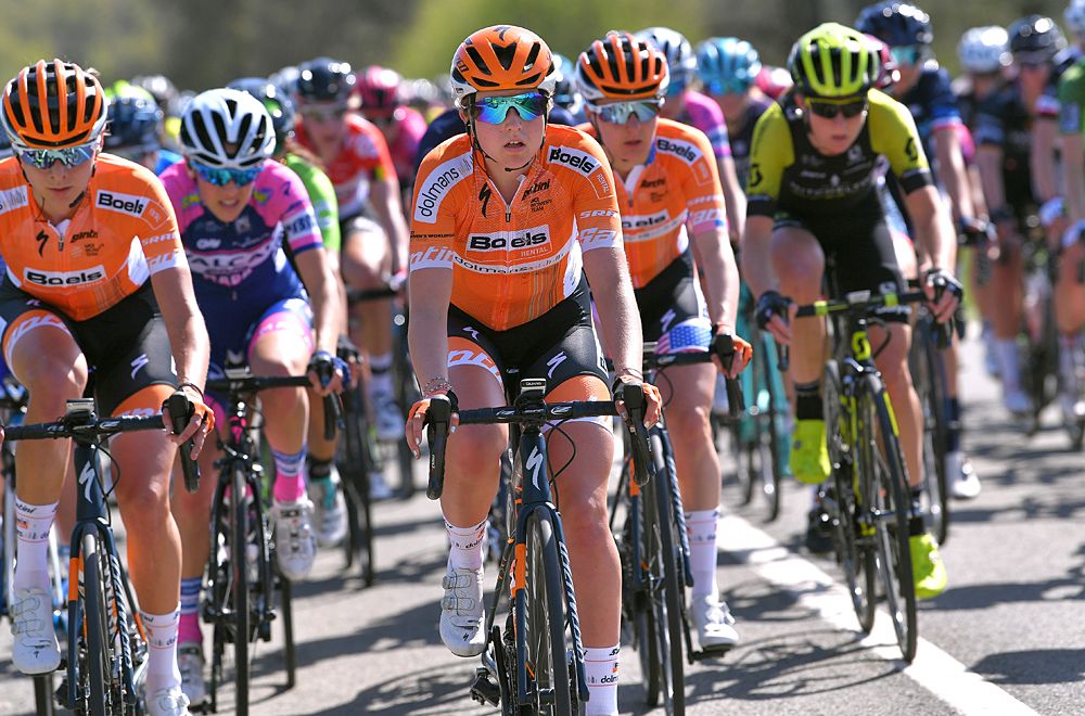 Boels Dolmans at the front of the field at Fleche Wallonne