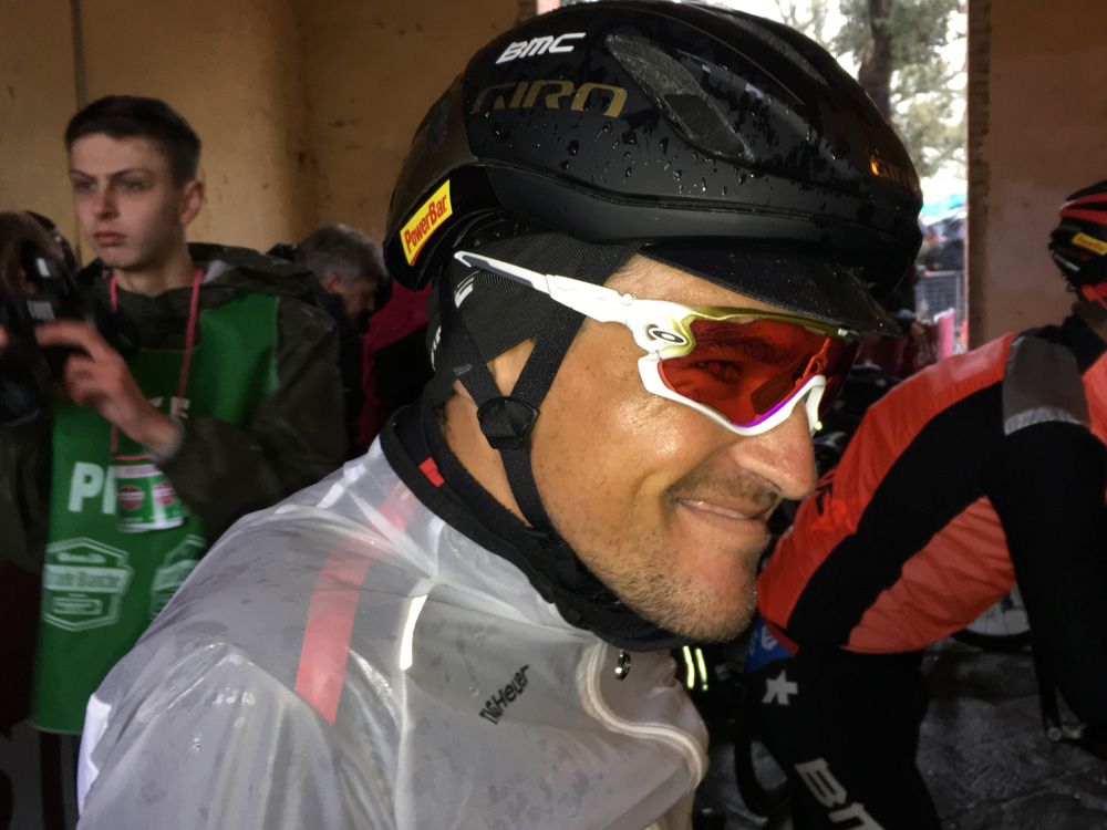 Greg van Avermaet (BMC) seemed happy to race in the rain