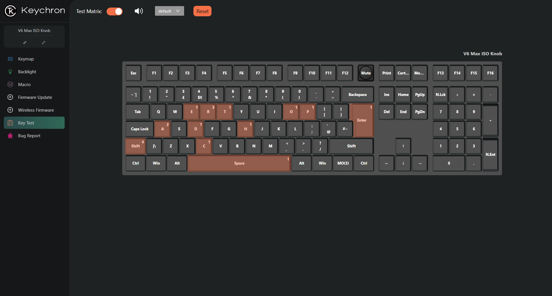 Keychron keyboard app in use