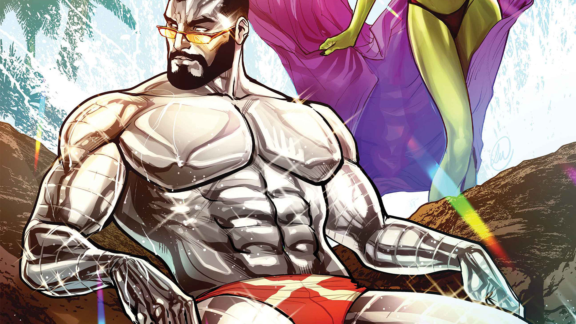 Colossus lounging in his X-Men speedo