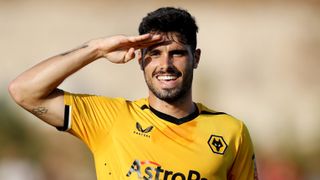 Pedro Neto of Wolverhampton Wanderers salutes the crowd ahead of the Wolves vs Brighton FA Cup fifth round tie.