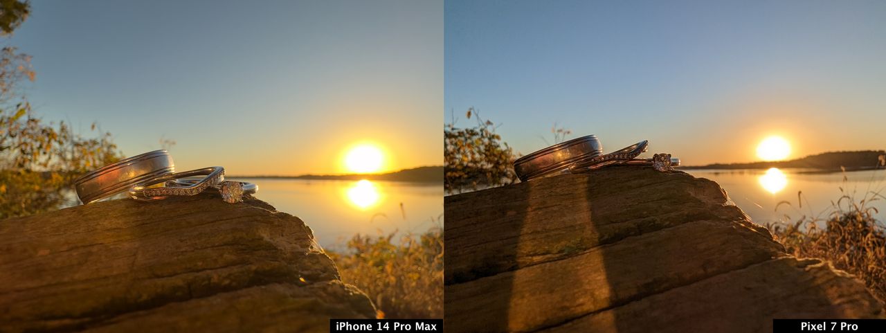 iPhone 14 Pro Max vs Pixel 7 Pro - close-up on rings