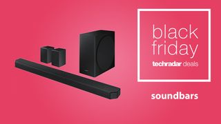 a soundbar with subwoofer and rear speakers with the text 'black friday techradar deals'
