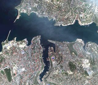The Black Sea port of Sevastopol, as photographed by Maxar Technologies' WorldView-2 satellite on April 29, 2022.