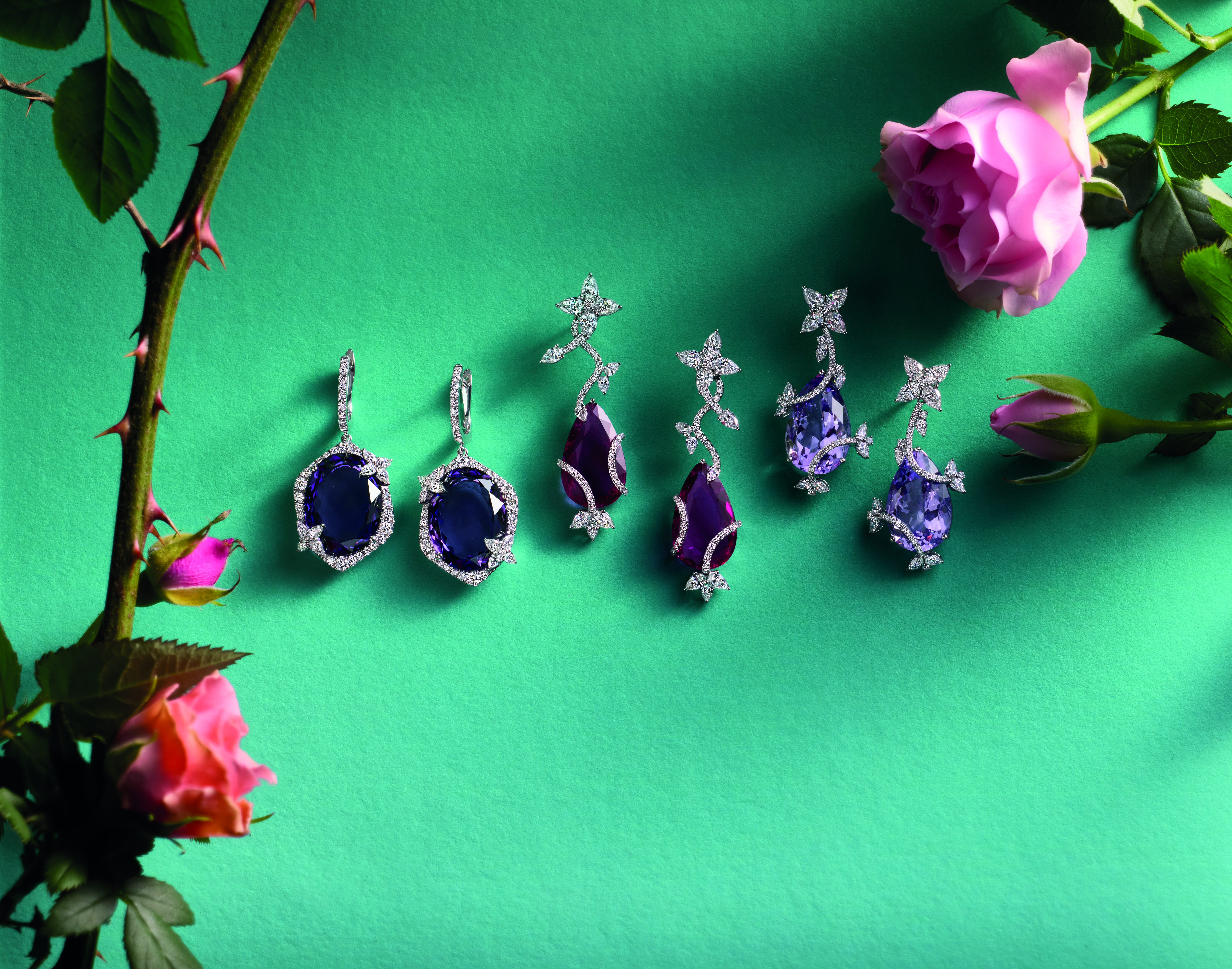 Colour gemstones on a turquoise background