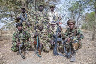 Zakouma National Park's rangers pose for a photo.