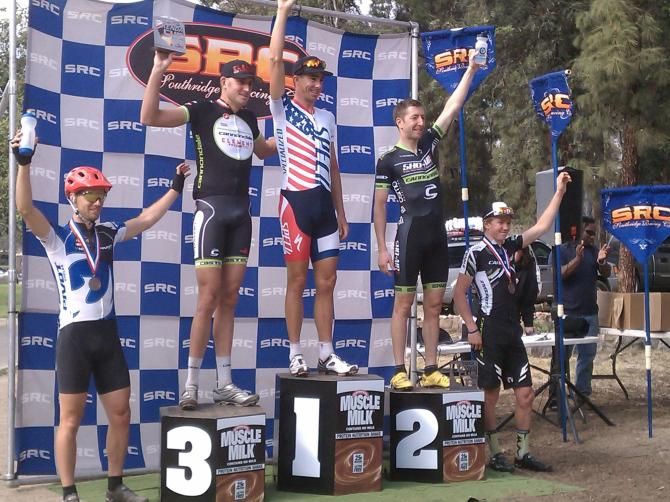 Macky Franklin on the Fontana short track podium