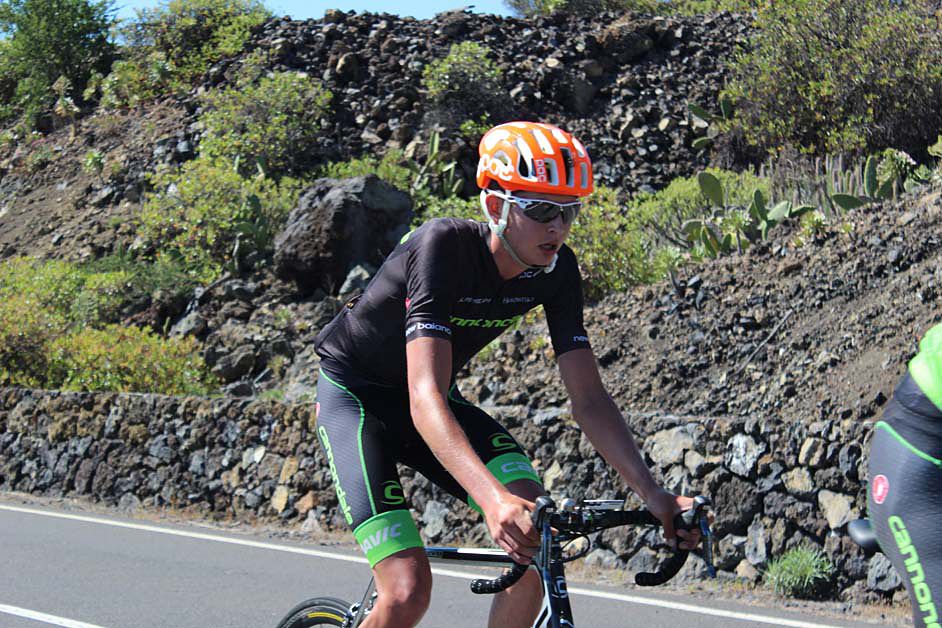 Joe Dombrowski (Cannondale) on the climb to Mt Teide