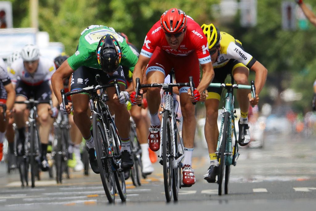 Peter Sagan (Tinkoff) and Alexander Kristoff (Katusha) contest the stage win