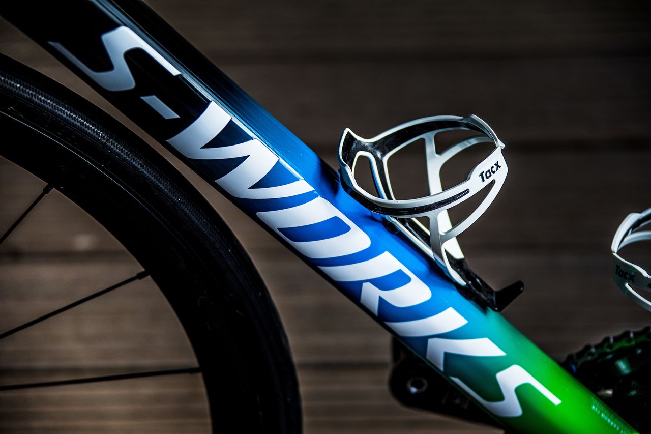 Composite bottle cages, in white, from Tacx