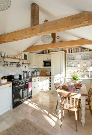 cottage kitchen-diner with aga and beams