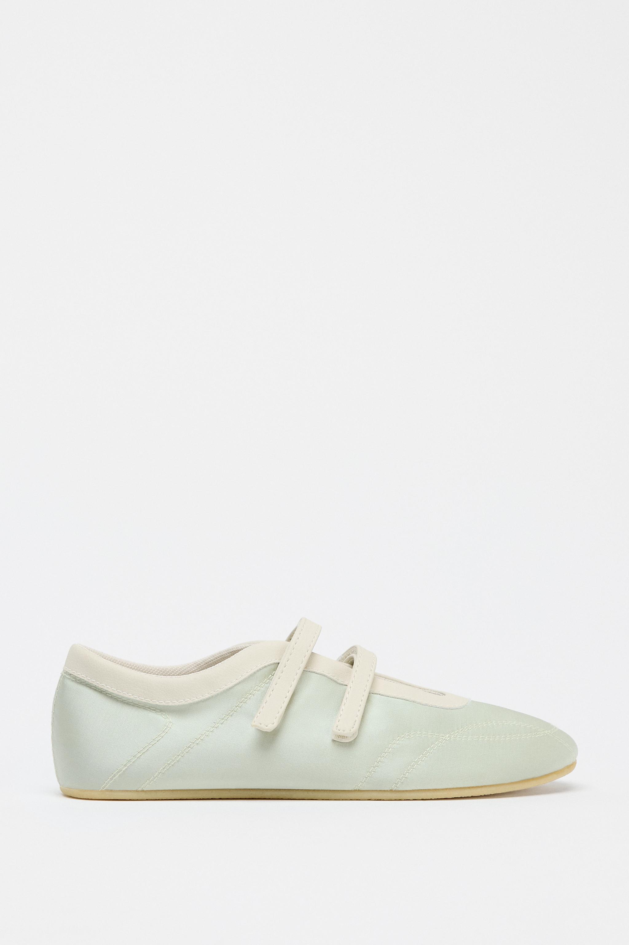 Satin Effect Topstitched Ballerinas