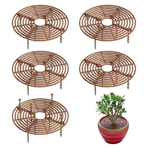 Nufiwra 5 Pcs Plant Pot Grid, 7.48" Cuttable Plant Pot Soil Covers Protectors With 40 Stakes, Keep Cats Out of Indoor Potted Plants (5pcs 7.48")
