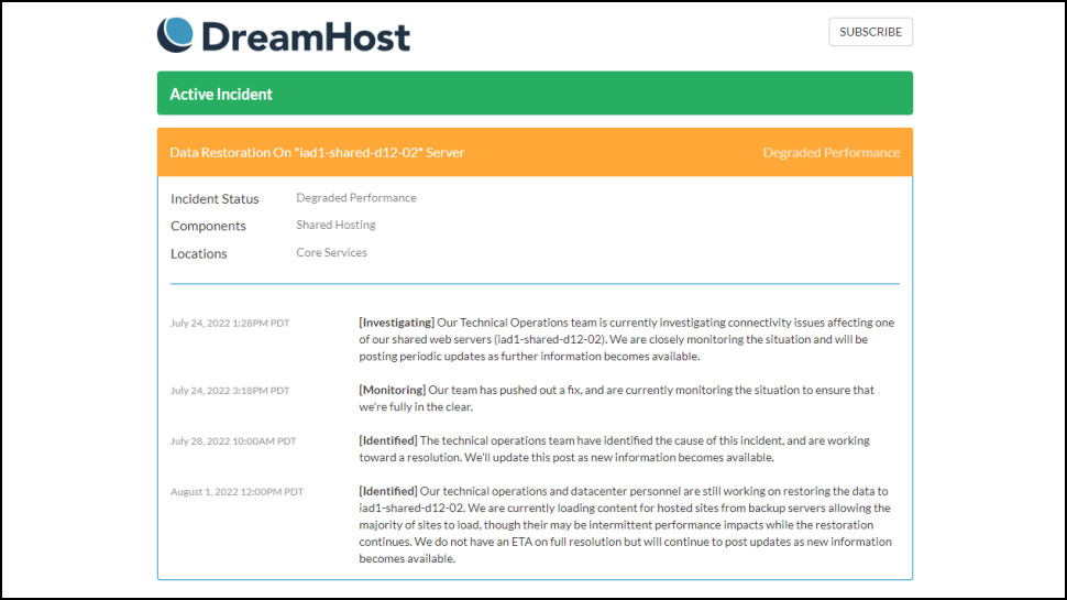 DreamHost support issue