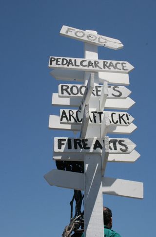 A close-up of the Maker Faire Bay Area 2013 road sign.