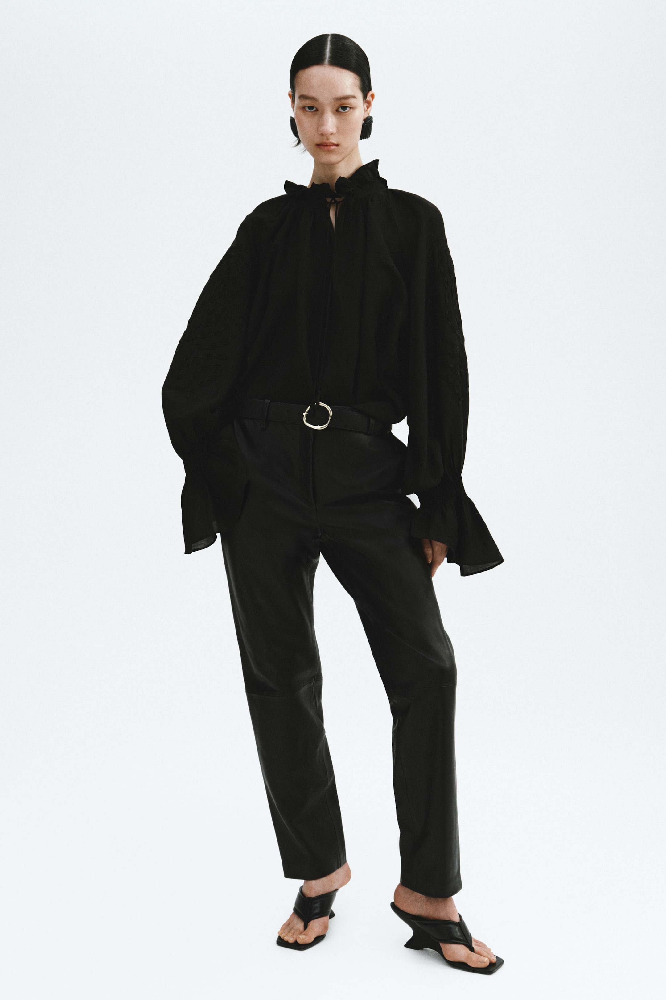 Embroidered Linen-Blend Blouse