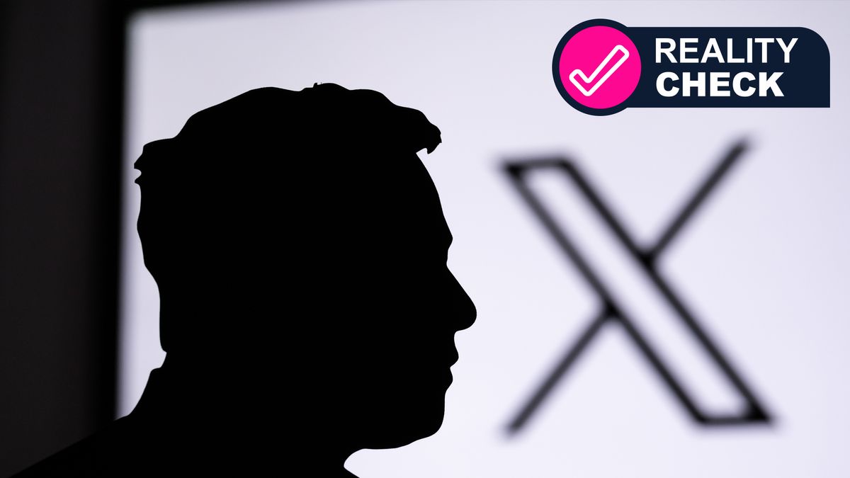 The X logo next to a silhouette of Elon Musk