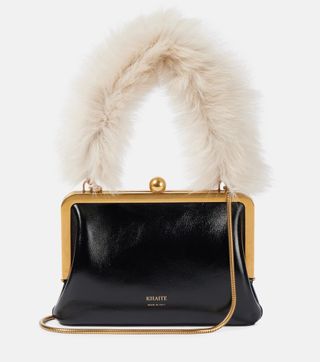 Lilith Small Shearling-Trimmed Leather Tote Bag