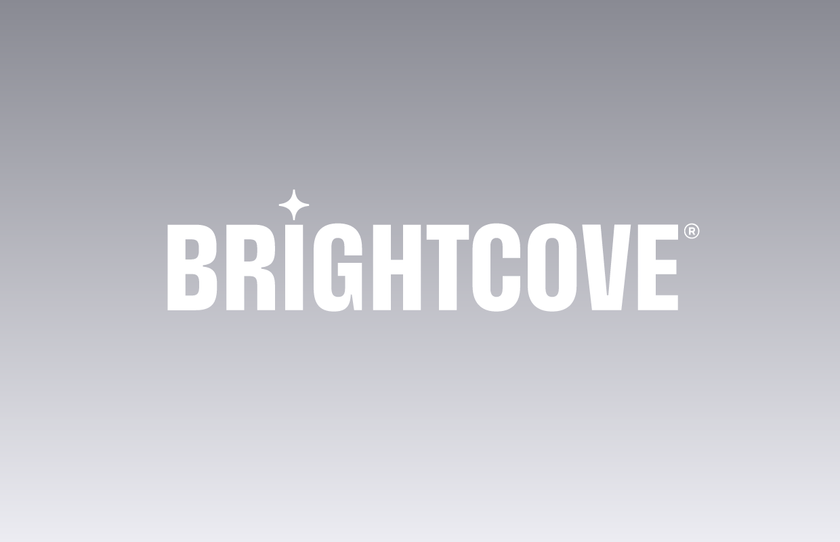 Brightcove logo, white type on a grey background