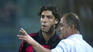Rui Costa and manager Fatih Terim, AC Milan
