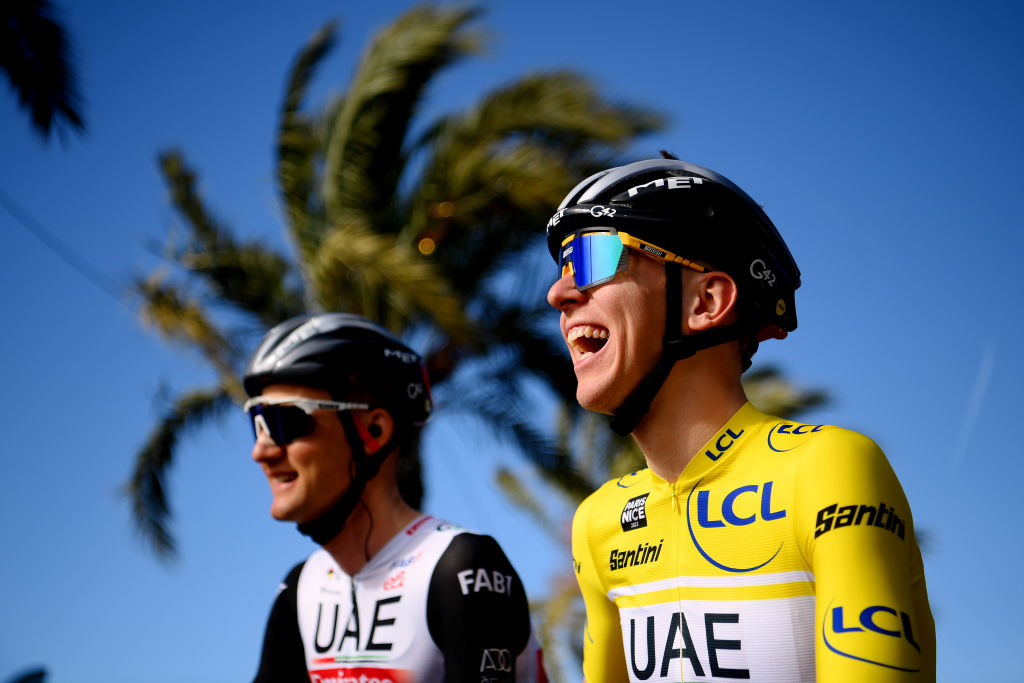NICE FRANCE MARCH 11 Tadej Pogacar of Slovenia and UAE Team Emirates Yellow Leader Jersey prior to the 81st Paris Nice 2023 Stage 7 a 1429km stage from Nice to La Col de la Couillole 1676m UCIWT ParisNice on March 11 2023 in Nice France Photo by Alex BroadwayGetty Images