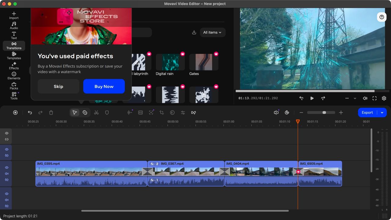 Testing out Movavi Video Editor 27 on a MacBook Pro