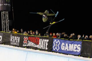 David Wise competes in the Men's Ski SuperPipe at X Games Aspen 2020.