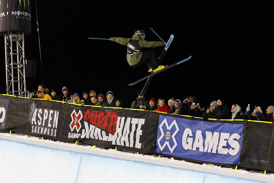 David Wise competes in the Men&#039;s Ski SuperPipe at X Games Aspen 2020.