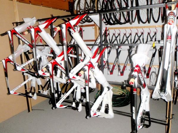 Replacement frames are stored at the service course