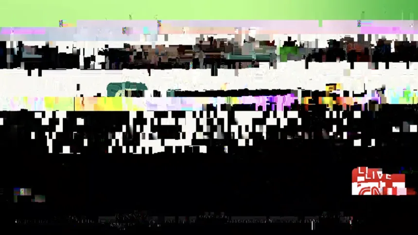 Shot of a pixelated screen during temporary technical difficulties experienced by CNN on Monday that started at around 12 p.m. ET on Monday August 24.