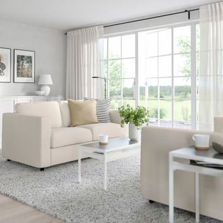 bright living room with white ikea sofa