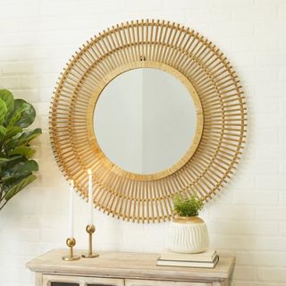 Amesbury Solid Wood Round Wall Mirror
