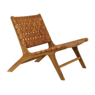 A teak and leather chair