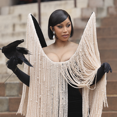 Cardi B attends Schiaparelli at Petit Palais during the Haute Couture Fall/Winter 2025/2026 as part of Paris Fashion Week on July 07, 2025 in Paris, France.