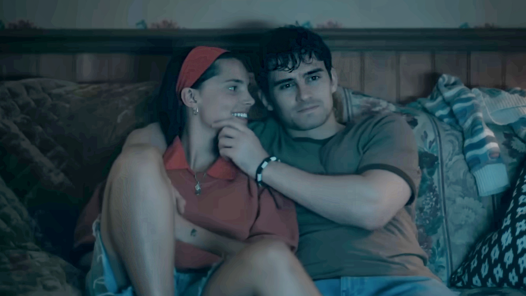 Michael Johnson as Bear and Inde Navarrette as Nikki in 2026 horror hit, Obsession.