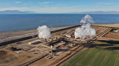 A power plant along the Salton Sea in Calipatria, California.