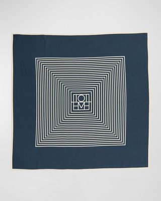 Centered Monogram Silk Square Scarf