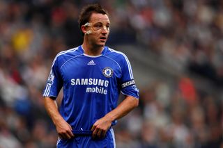 Chelsea captain John Terry, wearing a protective mask, looks on during the Premier League match against Bolton Wanderers in Bolton, England, October 2007.