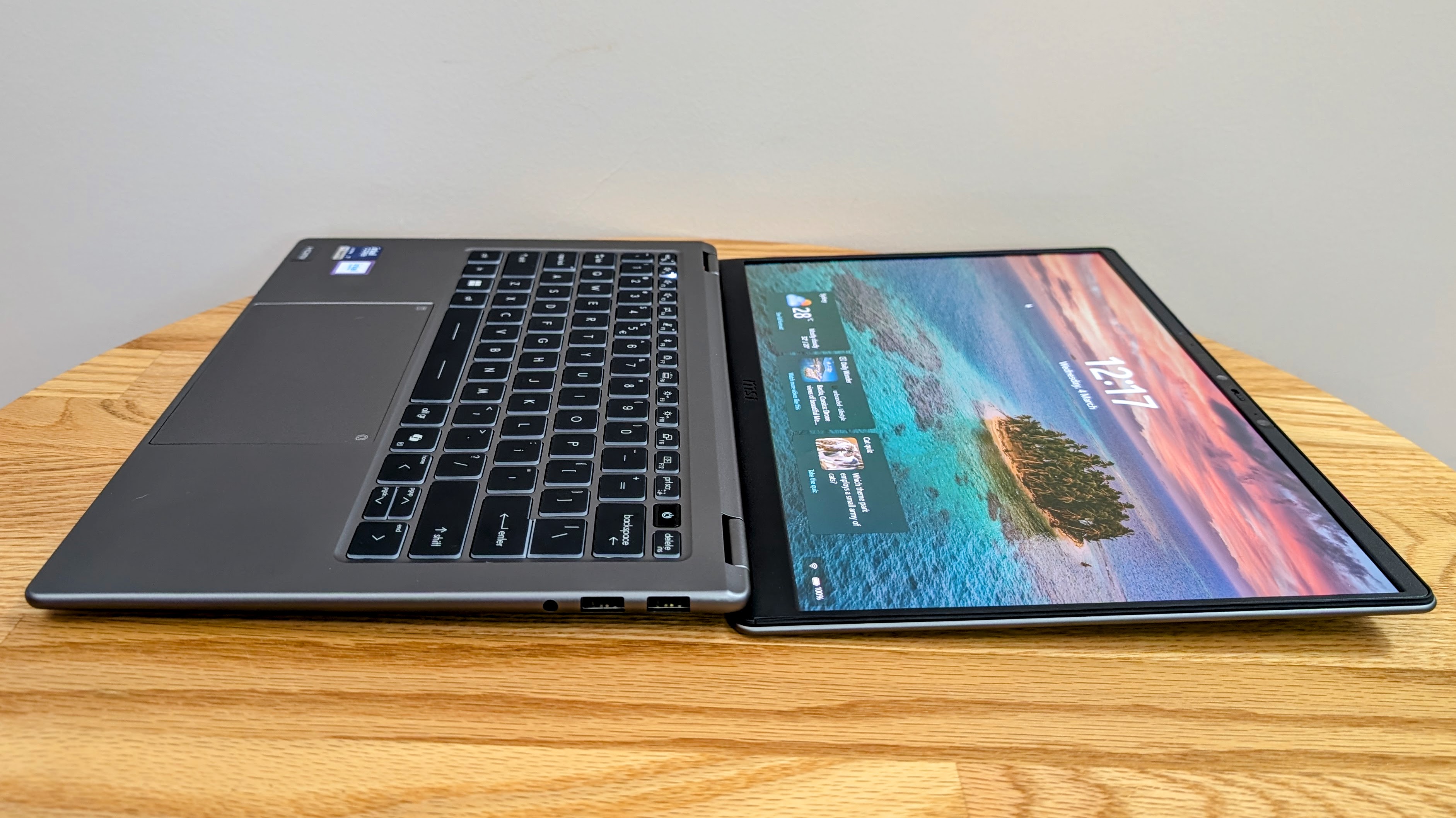 MSI Prestige 14 AI+ screen folded back