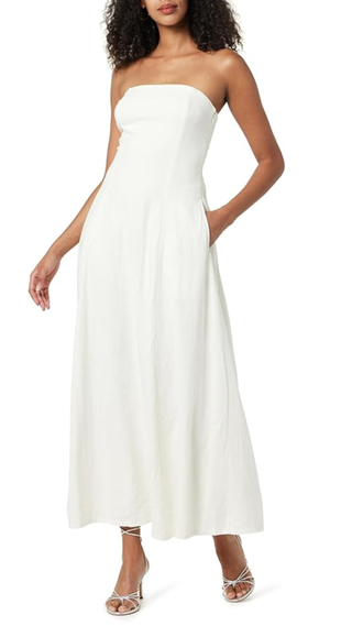 The Drop Women's Carlota Strapless Linen Maxi Dress, Ivory, L
