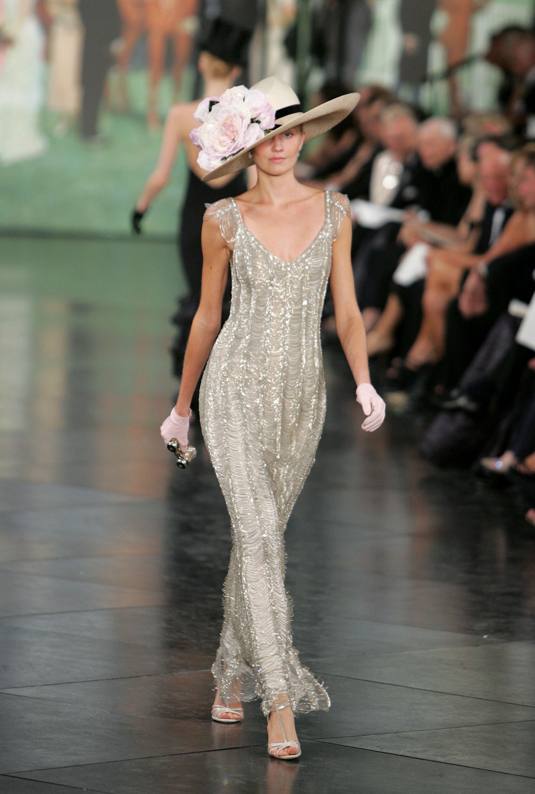 Bella Hadid's beaded dress on the Ralph Lauren Spring 2008 runway